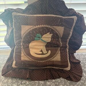 Vintage Cat Pillow Cottagecore Quilted Pillow Farmhouse Decor Primitive